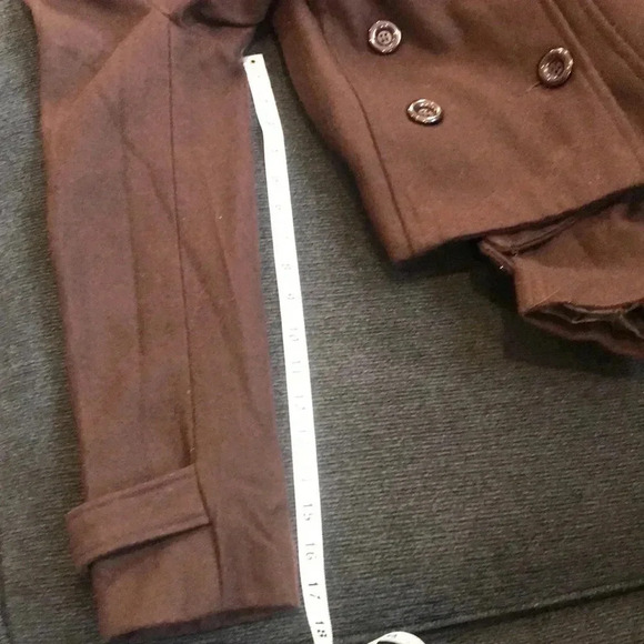 Foreign Exchange Brown Double Breasted Cropped Pea Coat Jacket-No size Tag - Picture 14 of 14